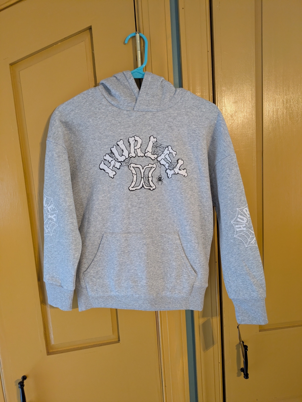 Hurley Light Gray Crewneck Hoodie with White Graphic